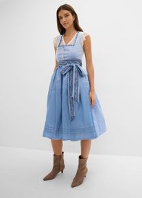 Mellanl&aring;ng dirndl med sammet (2 delar) - bl&aring; - storlek 52 - bonprix