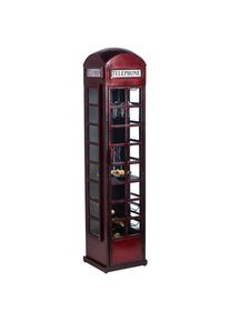 Ambia Home Vitrine, Rot, Schwarz, Metall, Glas, Vintage, 1 F&auml;cher, 40x173x39 cm, stehend, Esszimmer, Vitrinen, Vitrinenschr&auml;nke
