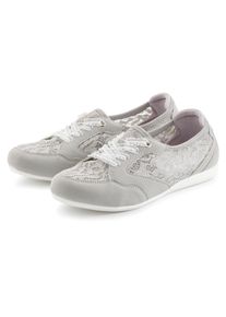 Vivance, Damen, Sneaker &raquo;Freizeitschuh, Halbschuh, Ballerina, Slip-On-Sneaker,&laquo; NEU mit eleganten Spitzeneins&auml;tzen VEGAN, hellgrau, 41, Modischer 