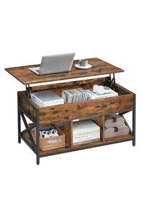Boxxx Couchtisch, Braun, Schwarz, Metall, Holzwerkstoff, rechteckig, eckig, 50x49-62x100 cm, Stauraum, h&ouml;henverstellbar, offenes Fach, Wohnzimmer, Wohnzimmertische, Couchtische, H&ouml;henverstellbare Couchtische
