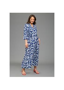 Laura Scott CURVE, Damen, Maxikleid &raquo;Gro&szlig;e Gr&ouml;&szlig;en&laquo; Maxikleid kn&ouml;chellang, aus elastischer Viskosemischung, marine-gemustert, 44 - N-Gr, Maxikleid von 