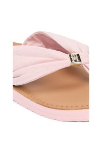Tommy Hilfiger, Damen, Zehentrenner &raquo;TH LTR FOOTBED SUMMER SANDAL&laquo; Sommerschuh, Strandschuh, Dianette, Flat mit Logoemblem, rose, 35, Sommerschuh mit 