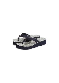 Tommy Hilfiger, Damen, Zehentrenner &raquo;TH MONOGRAM MID WEDGE SANDAL&laquo; Sommerschuh, Dianette mit logobedruckter Innensohle, dunkelblau, 41, Zehentrenner 