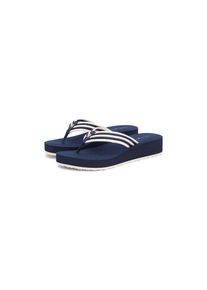 Tommy Hilfiger, Damen, Zehentrenner &raquo;TH STRIPE SUMMER SANDAL&laquo; Sommerschuh, Dianette, Plateauschuh mit gestreifter Bandage, dunkelblau-wei&szlig;, 35, 