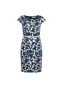 BETTY & CO Betty&Co, Damen, Etuikleid &raquo;Etuikleid mit G&uuml;rtel&laquo;, Dark Blue/Nature, 38 - EURO, Passform: Tailliert