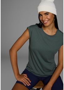 Boysen's T-Shirt BOYSEN'S "in vielen Farben & gro&szlig;en Gr&ouml;&szlig;en", Damen, Gr. 40, gr&uuml;n (salbeigr&uuml;n), Jersey, Obermaterial: 50% Baumwolle, 50% Polyester, clean, unifarben, Basic, figurumspielend, Rundhals, mit Aufschlag, Shirts T-Shirt, Kurzarm, unifarben, Rundhals, f&uuml;r Freizeit und Alltag, Topseller