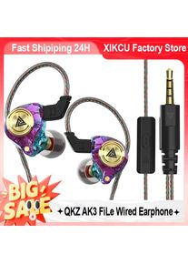 QKZ AK3 FiLe Wired In Ear Earbuds AUX Jack HIFI Surround Bass Sport Gaming Headset Hands Free Call Mic For Mobile Computer