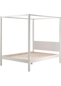 Vipack, Himmelbett &raquo;Pino, Kiefer massiv wei&szlig; lackiert, Made in Europe, zeitloses Design&laquo; B/H/T ca. 208x191x148cm, inkl. Rolllattenrost, 2 Breiten zur 