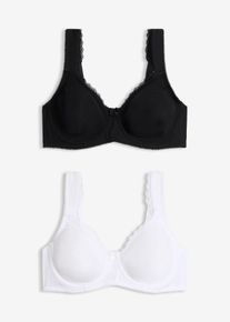 Minimizer-BH i T-shirtmodell med bygel och ekologisk bomull (2-pack) - svart - storlek 90D - bonprix