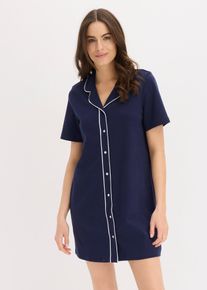 Nattlinne i interlock av ekologisk bomull - bl&aring; - storlek 52/54 (XXL) - bonprix
