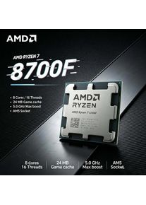 AMD R7 8700F Ryzen 7 8700F CPU 4.1GHz 8-Core 16-Thread Processor 65W L3=16M DDR5 PCIe 4.0 Socket AM5 but No Fan
