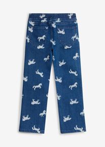 Dra p&aring;-jeans med elastisk midja Mid Waist - bl&aring; - storlek 98 - bonprix