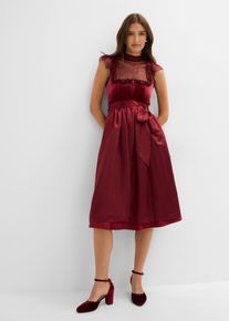 Mellanl&aring;ng dirndl med sammet (2 delar) - r&ouml;d - storlek 42 - bonprix