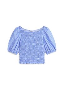 Tommy Jeans Kvinnor Blus 'Smock Slim Short Sleeve Blouse' royalbl&aring; / vit Storlek XS/S