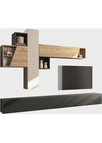Home Affaire, Wohnwand &raquo;Infinity, 6tlg. Breite 276 cm, moderne Mediawand&laquo; 6 Stk. tlg., Cashmere / Eiche Cadiz NB / Lava,