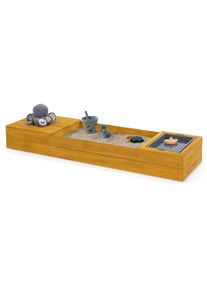 Muddy Buddy , Sandkasten &raquo;Space Saver&laquo; mit Matschwanne und Staufach, ocker, Massivholz,