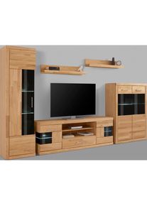 OTTO home, Wohnwand &raquo;Ribe: 5teilig, Breite: 300cm,Fronten aus Massivholz,Korpus aus Melamin&laquo; 5 Stk. tlg., Eiche teilmassiv, Holz teilmassiv,
