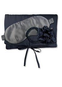 AILORIA, Damen, Seidentuch &raquo;Tasche, Schlafmaske, Scrunchie S & Scrunchie M TRAVEL SET&laquo;, Midnight Black, Ideal f&uuml;r zu Hause oder auf Reisen im Zug oder