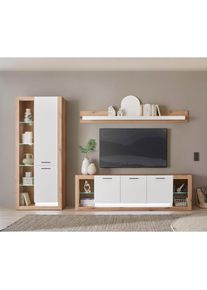 Home Affaire, Wohnwand &raquo;Brixen, moderne Anbauwand, Wohnzimmer-Set, Eiche Evoke Dekor mit Wei&szlig;&laquo; Set, 3 Stk. tlg., Eiche Evoke/Wei&szlig;, Holzwerkstoff,