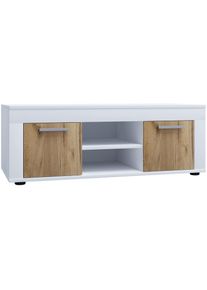 Vcm, Wohnzimmertisch &raquo;Holz TV Lowboard M&ouml;bel Fernsehschrank Usilo L&laquo; 1 Stk. tlg., Wei&szlig; / Honig-Eiche,