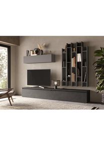 Home Affaire, Wohnwand &raquo;Infinity, 8tlg. Breite 276 cm, H&ouml;he variabel, Schrankwand, Anbauwand&laquo;, Steingrau (Ardesia)/Bleigrau (Piombo), Holzwerkstoff,