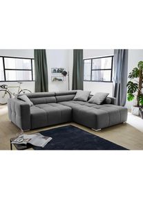 Jockenh&ouml;fer Jockenh&ouml;fer Gruppe, Ecksofa &raquo;Salerno L-Form, B: 280 cm&laquo; im Big-Sofa-Style, mit Kopfteilverstellung & Zierkissen, dunkelgrau,