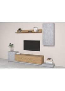 Home Affaire, Wohnwand &raquo;Rimini&laquo; Set, 4 Stk. tlg., Atelier hell/kastanienfarben,