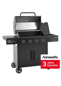 Hanseatic, Gasgrill &raquo;4-Brenner Rockford Black, 4 Brenner + Seitenbrenner 14,5 kw Gesamt&laquo; inkl. 3 Jahre Herstellergarantie, schwarz,