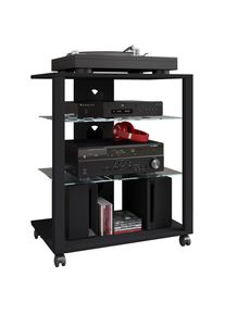 Vcm, Wohnzimmertisch &raquo;Hifi M&ouml;bel Rack Glas Phono Mediaregal Folas Rollen&laquo; 1 Stk. tlg., Schwarz,