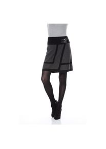 Aniston CASUAL, Damen, Wickelrock mit seitlichen Schnallen verziert, grau-schwarz-meliert, 38, Damenrock in Glattstrickqualit&auml;t