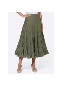 Heine, Damen, Maxirock, khaki, 50, schwingender Stufenrock