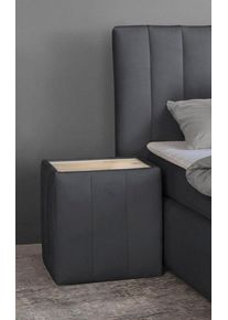 Nachttisch Home Affaire "Effy", grau (anthrazit, plexi milchglas), B:50cm H:53cm T:50cm, Tische, Nachttisch, passend zum Polsterbett, Boxbett oder Boxspringbett Effy