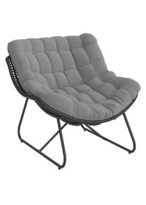 Ambia Garden Gartensessel, Schwarz, Taupe, Metall, Kunststoff, Textil, Kufe, 97x83.5x110.5 cm, Gartenm&ouml;bel, Gartensessel