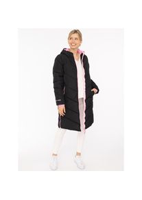 Zwillingsherz, Damen, Steppmantel &raquo;"Happy Vibes"&laquo; Print an Kapuze, farbigen Details und Zippern, Schwarz, XL, Mit Taschen und Kapuze