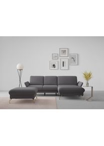 Sit & More Ecksofa SIT & MORE "Fashion L-Form", braun (espresso), B:253cm H:84cm T:165cm, Sofas, Ecksofa, wahlweise mit Kopfteilverstellung, Vorziehsitz, motorisch, Nickelf&uuml;&szlig;e