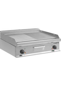 ich-zapfe Saro Griddleplatte Tisch aus Edelstahl, E7/KTE2BBM - mit 2 Zonen & Glatter/Gerillter Bratfl&auml;che
