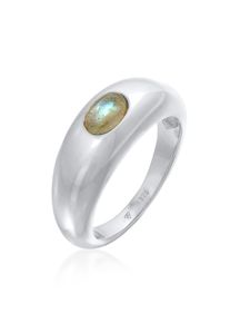 Silberring Elli Premium "Ring Labradorit Edelstein Schlicht 925 Silber" Gr. 58, silber, Fingerringe, Damen, 58, Silber 925 (Sterlingsilber), Silberring