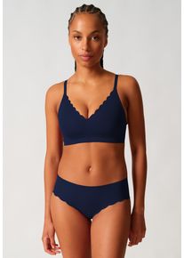 Bustier Skiny "Sensation", Damen, Gr. 44, N-Gr, blau (cheeky navy), Microtouch, Obermaterial: 56% Polyamid, 44% Elasthan, unifarben, normal, BHs Bustier, doppellagig, mit herausnehmbaren Pads, V-Ausschnitt