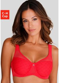 Minimizer-BH NUANCE BY LASCANA, Damen, Gr. 85, Cup F, rot, Spitze, Obermaterial: 82% Polyamid, 12% Elasthan, 6% Polyester, Basic, BHs Minimizer-BH, mit B&uuml;gel und graphischer Alloverspitze &ndash; ideal f&uuml;r gro&szlig;e Gr&ouml;&szlig;en