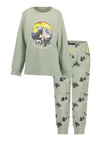 Schlafanzug Blue Seven, Jungen, Gr. 92/98, gr&uuml;n (gletscher), Jersey, Obermaterial: 100% Baumwolle, bedruckt, unifarben, Basic lang, Rundhals, Homewear-Sets Schlafanzug, Baumwolle
