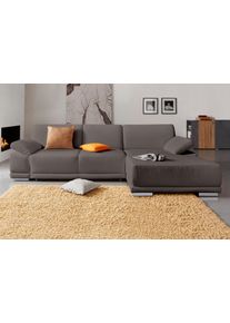 Sit & More Ecksofa SIT & MORE "Coria L-Form", grau (elefant), B:282cm H:80cm T:162cm, Kunstleder SOFTLUX;Struktur ( 100% Polyester);Struktur fein ( 90% Polyester; 10% Polyamid);Luxus-Microfaser ALTARA NUBUCK (100% Polyester), Sofas, Ecksofa, mit XL-Recamiere, wahlweise mit Schlaffunktion