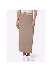 Heine, Damen, Strickrock, sesam, 50, Jerseyrock