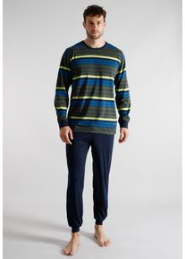 Pyjama Tom Tailor, Herren, Gr. 56, blau (gr&uuml;n, dunkel, ringel), Single Jersey, Obermaterial: 100% Baumwolle, Homewear-Sets Pyjama