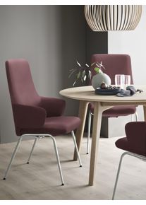 Polsterstuhl stressless "Laurel", rot (bordeaux batick, chrom gl&auml;nzend), B:58cm H:105cm T:60cm, Leder BATICK: BATICK ist ein leicht korrigiertes, durchgef&auml;rbtes und genarbtes M&ouml;belleder, bei dem die meisten Unebenheiten und Spuren in der Regel entfernt wurden., St&uuml;hle, Polsterstuhl, High Back mit Armlehne, Gr&ouml;&szlig;e L, mit Beinen aus Stahl in Chrom