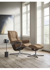Relaxsessel stressless "Mayfair", braun (latte batick), B:92cm H:103cm T:79cm, Leder BATICK: BATICK ist ein leicht korrigiertes, durchgef&auml;rbtes und genarbtes M&ouml;belleder, bei dem die meisten Unebenheiten und Spuren in der Regel entfernt wurden., Sessel, Relaxsessel, mit Cross Base, Gr&ouml;&szlig;e S, M & L, Holzakzent Braun