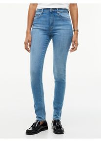 Skinny-fit-Jeans Tommy Hilfiger "COMO Skinny RW ACE mit Logo-Badge und kn&ouml;chellangem Schnitt", Damen, Gr. 25, L&auml;nge 32, mid new doreen, Denim/Jeans, Obermaterial: 92% Baumwolle, 6% Elastomultiester, 2% Elasthan, unifarben, skinny fit kn&ouml;chellang, Jeans Skinny-fit-Jeans, Baumwollmischung, skinny fit