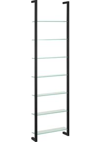 Wandregal SPINDER DESIGN "CUBIC", schwarz (schwarz, glasb&ouml;den), B:46cm H:167cm T:13cm, Glas, Metall, Regale, Wandregal, Metall, Tiefe 13 cm