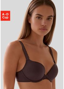 Push-up-BH s.Oliver "Camille", Damen, Gr. 90, Cup C, braun (schokolade), Microtouch, Obermaterial: 72% Polyamid, 15% Polyester, 13% Elasthan, Basic, Basic, BHs Push-up-BH, mit nahtlos vorgeformten Cups