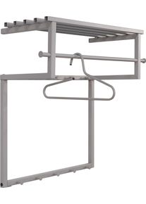 Garderobenleiste SPINDER DESIGN "RIZZOLI", grau (silky taupe), B:76cm H:76cm T:34cm, Stahl, Garderobenhalter, Garderobenleiste, Familiengarderobe aus Stahl mit 10 Haken, Hutablage und Kleiderstange