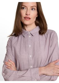 Langarmbluse Tom Tailor "Regular", Damen, Gr. 46, preppy plum dobby, Web, Obermaterial: 100% Baumwolle, bestickt, l&auml;ssig geschnitten h&uuml;ftbedeckend, Rundhals, 1-Knopf-Manschette mit Kn&ouml;pfen, Blusen Langarmbluse, mit feinen Stickereien und Hemdkragen